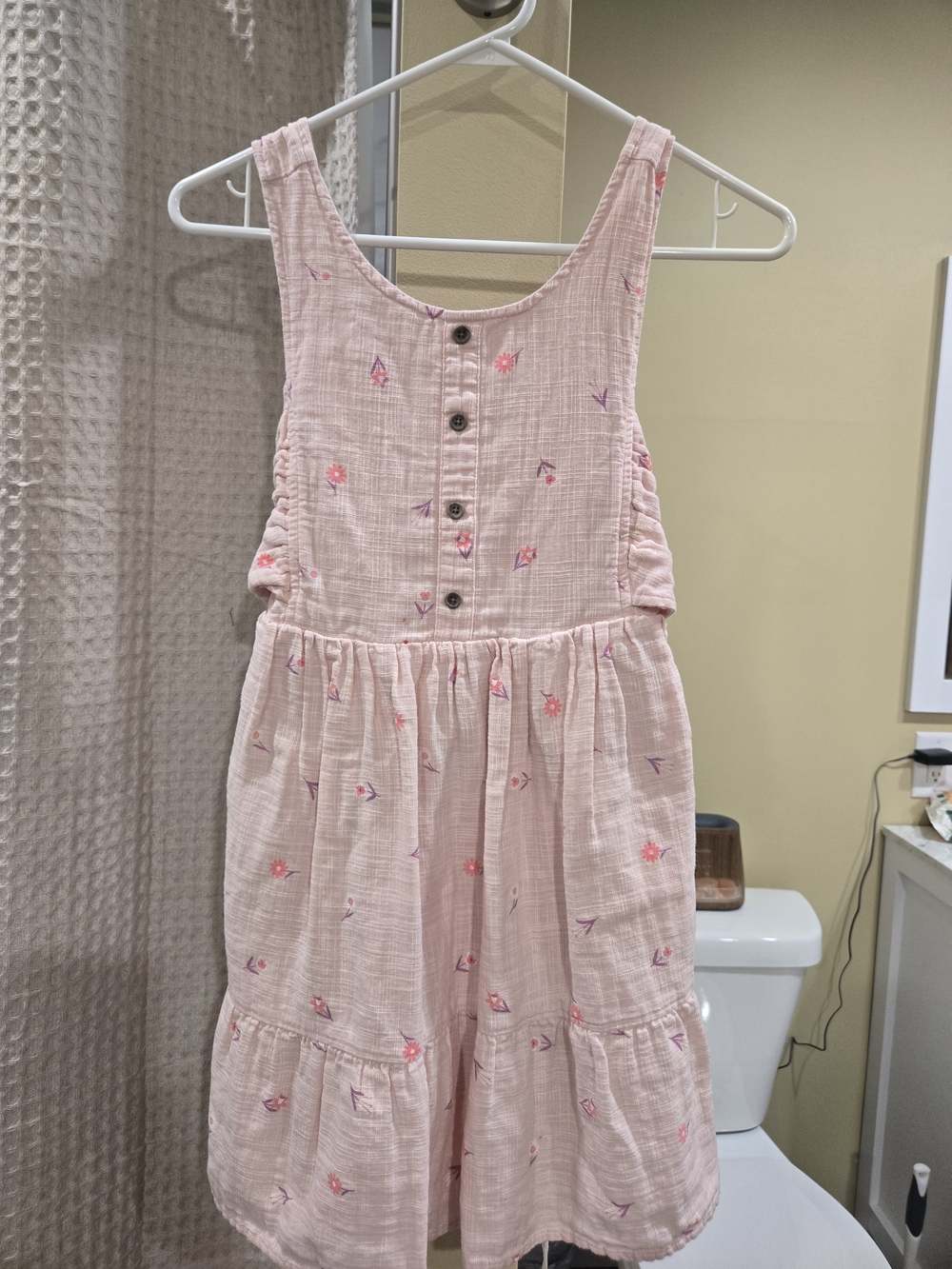 Cat & Jack L 10/12 Light Pink Sleeveless 100% Cotton Dress with Flower Pattern